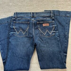 Wrangler Women's Dark Blue Boot Cut jeans with trouser bottom